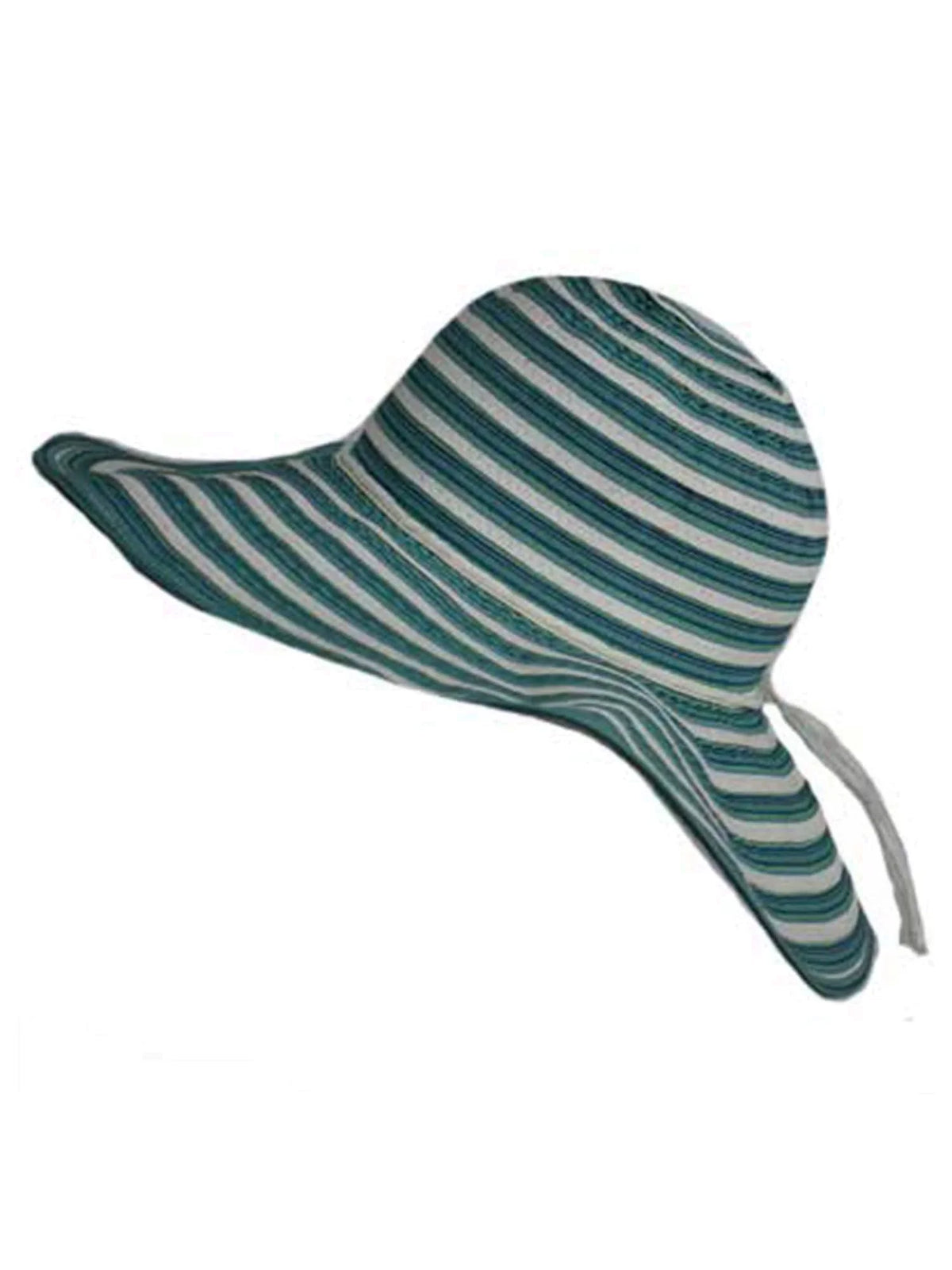 Lovely Turquoise & White Wide Brim Floppy Hat