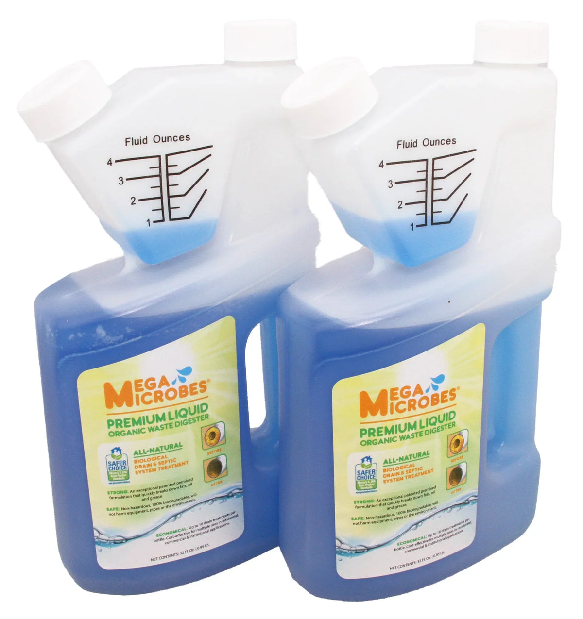 MegaMicrobes MML-5GL MML-32FL No-Mixing Liquid Drain, Septic, Trap and Pump Treatment, 32-Ounce Bottle