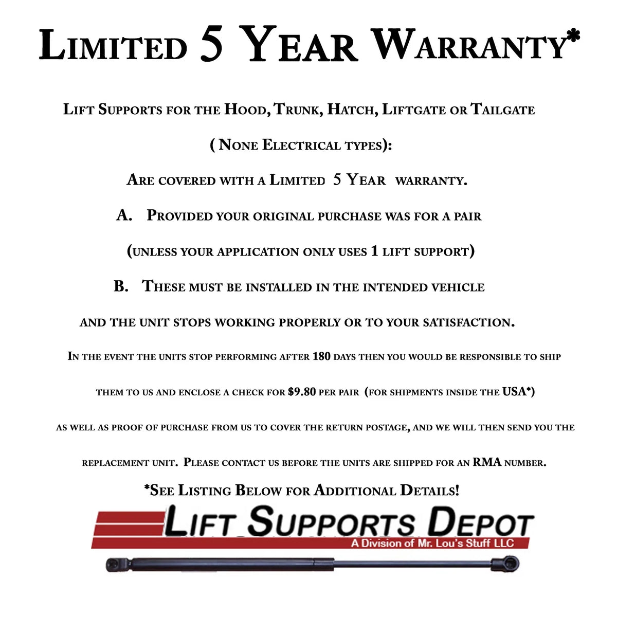 Qty 2 with Ford Mustang 2015 to 2021 Trunk Lift Supports W/O Spoiler. Gas Shock - 2016 2017 2018 2019 2020 2022 Lift Supports Depot PM3864-a