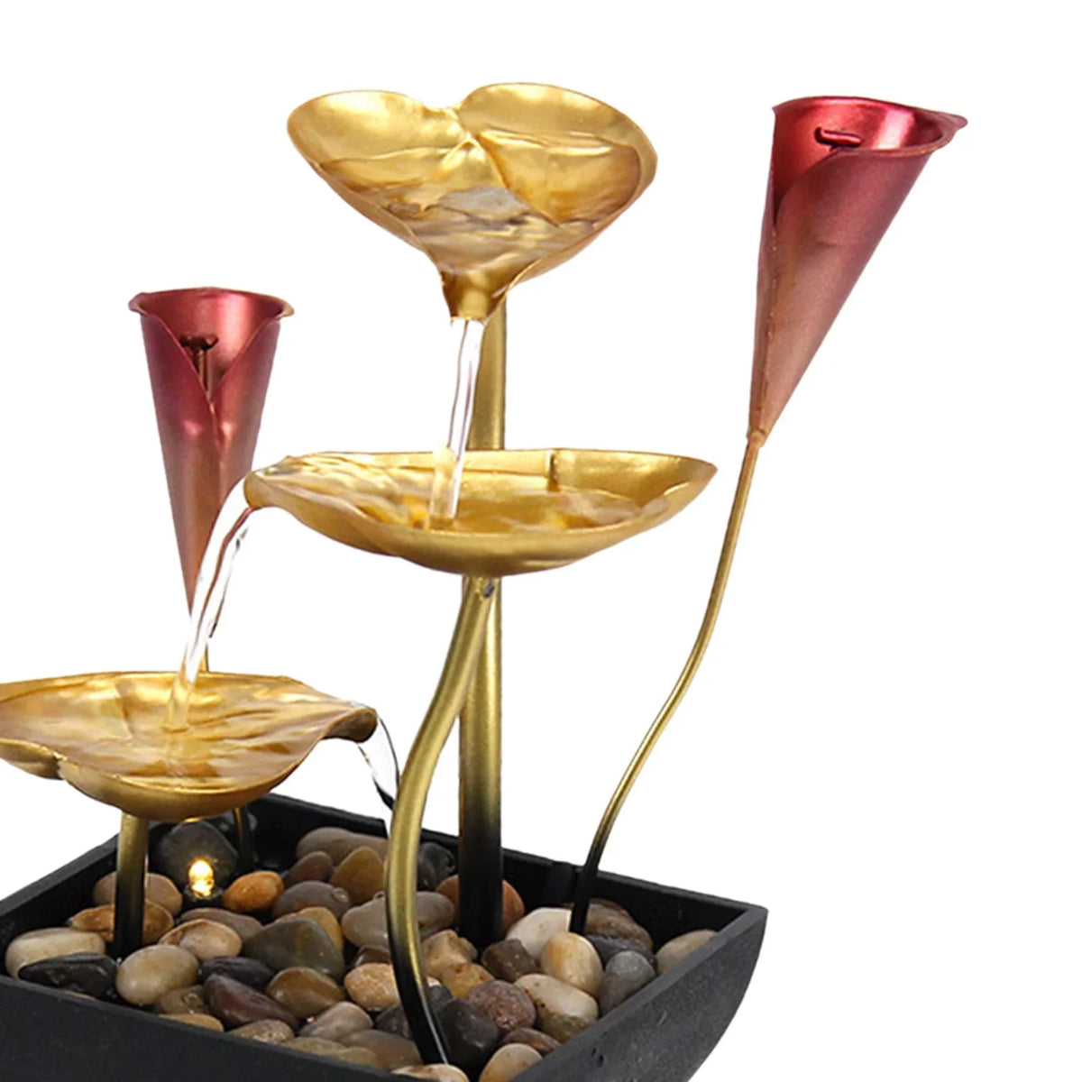 Tabletop Water Fountain Waterfall Warm Light with Circular Water LED Lighted Indoor Fountain Decoration Home Garden Farmhouse