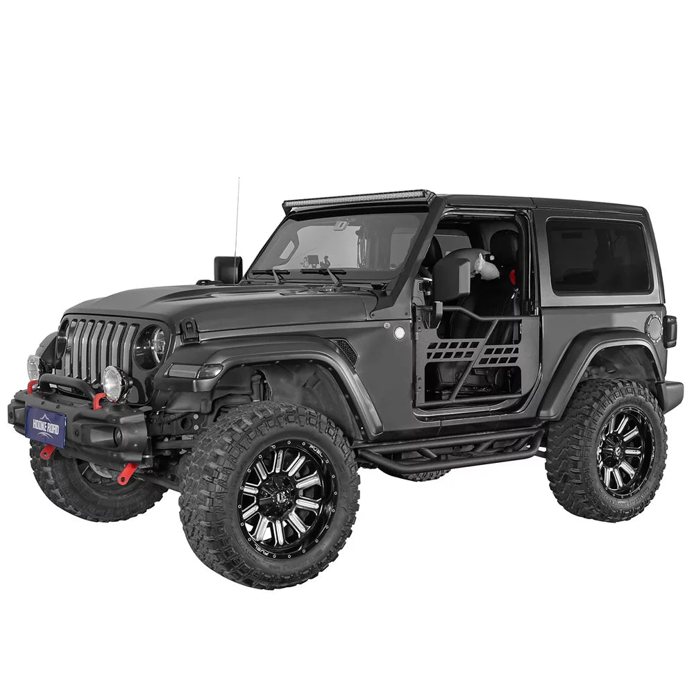 Hooke Road Fit 2018-2023 Jeep Wrangler JL 2-Door Steel Tubular Half Door Guards Frame Black