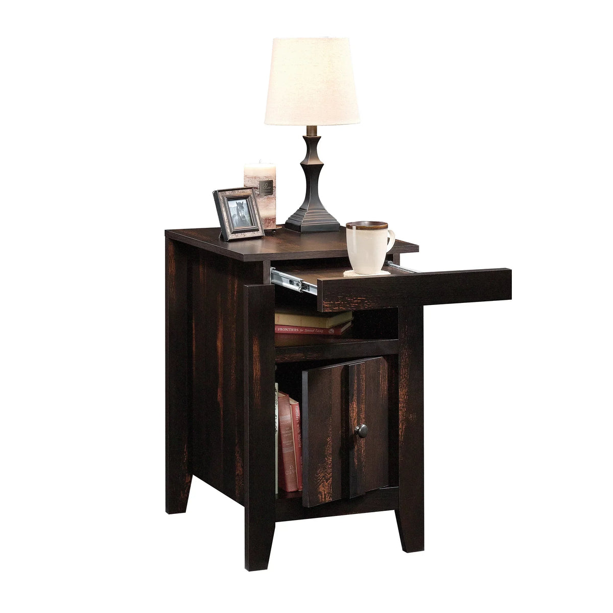 Sauder Dakota Pass End Table, Char Pine Finish