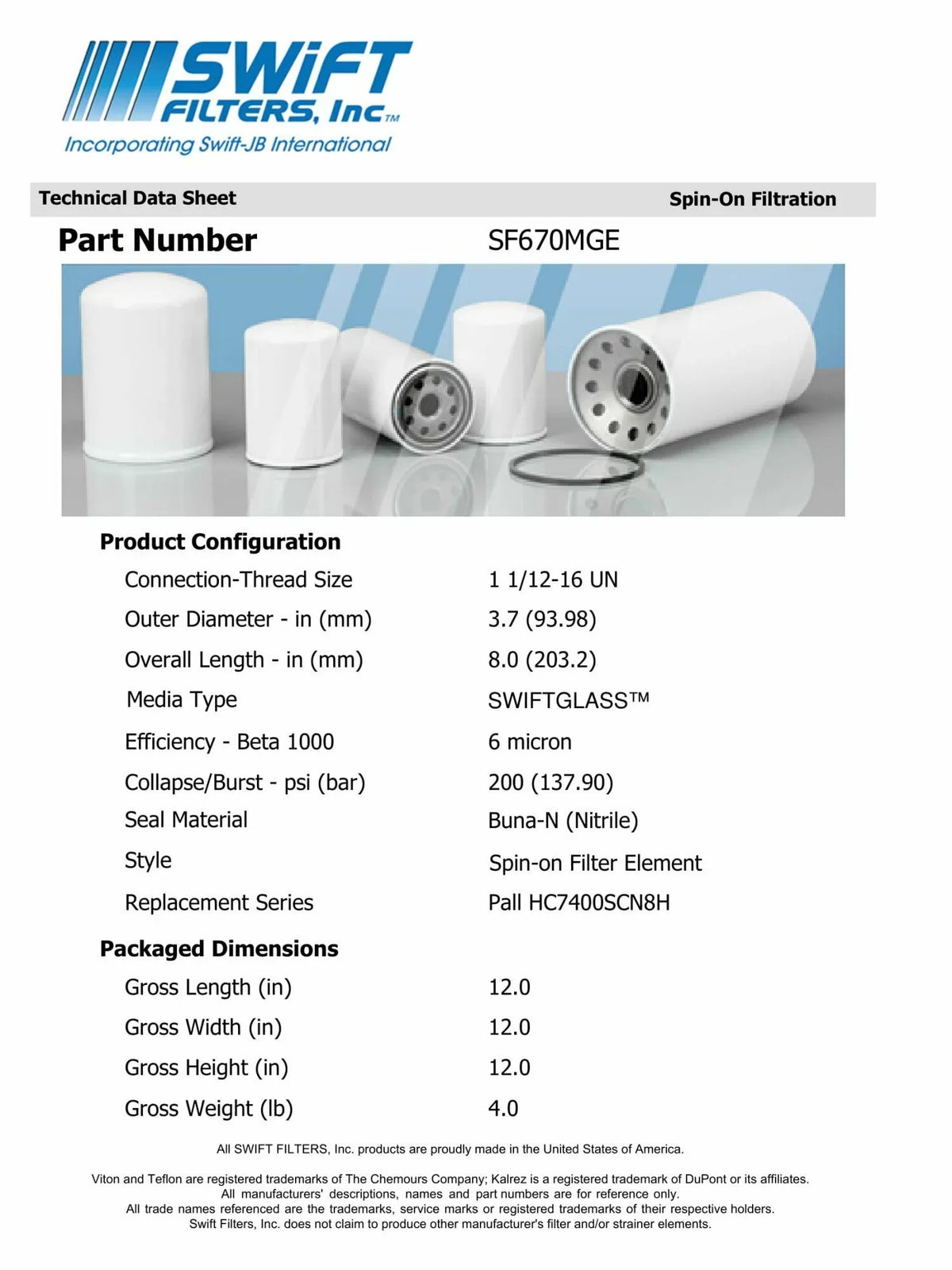 Direct Interchange FLEETGUARD HF6607 Spin-On Filter Element Microglass Construction 6 Micron