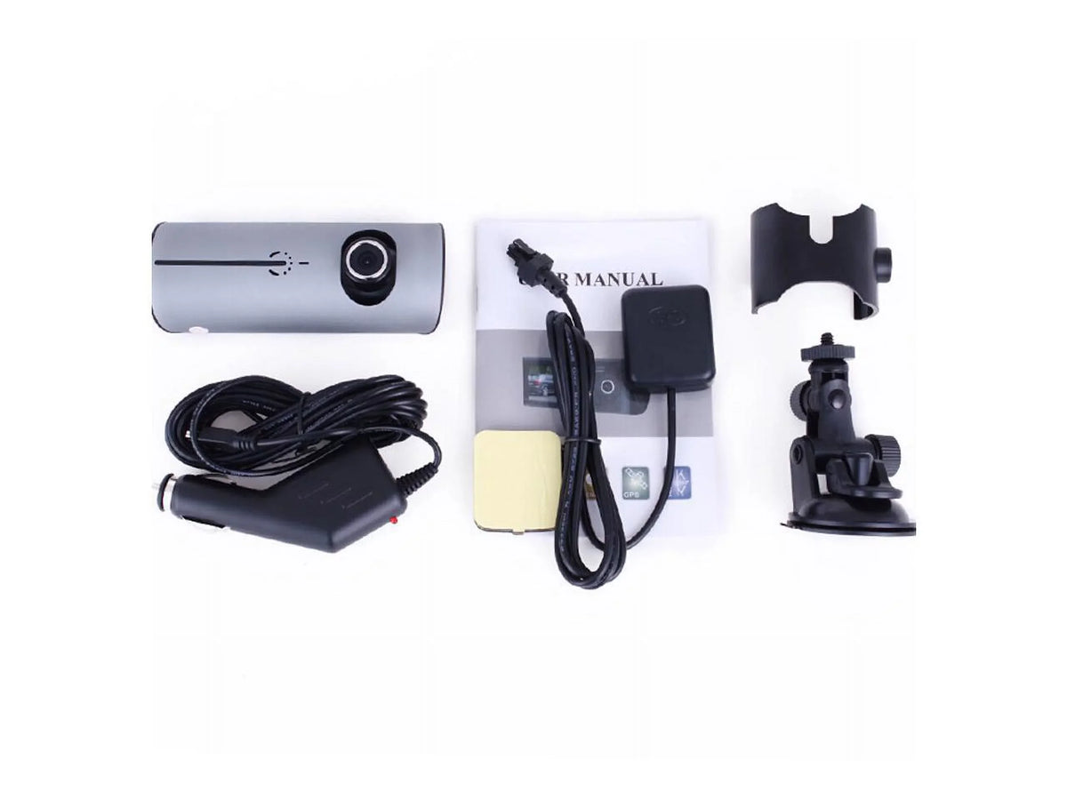 R300 Car DVR with GPS logger G-Sensor Dual lens 2.7 inch LCD Camera X3000 140° View Angle Dual Lens G-Sensor X3000 Car DVR Video Recorder + GPS Logger