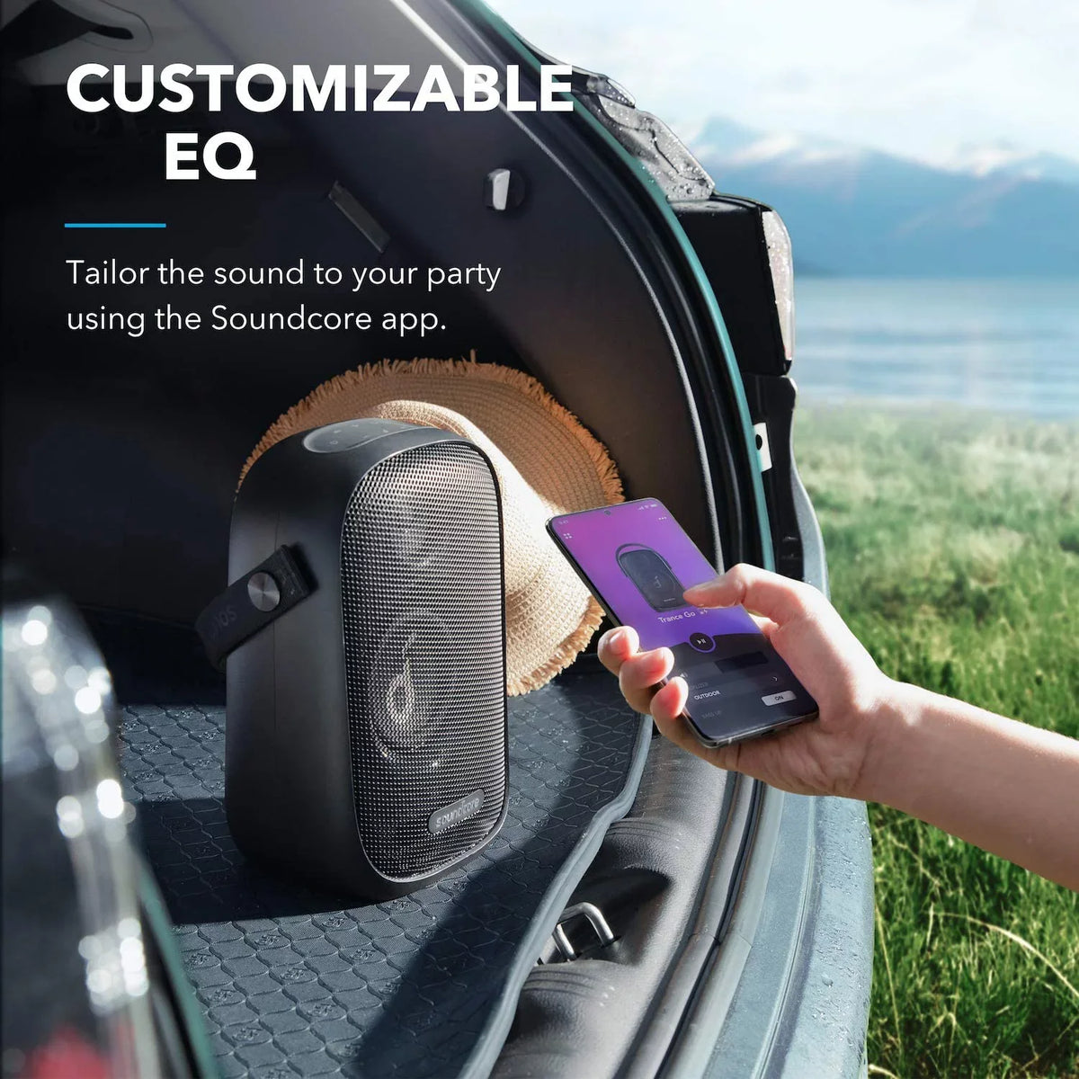 Soundcore Trance Go Outdoor Bluetooth Speaker with BassUp Technology, Sync 100+ Speakers, 24H Playtime, Waterproof, Custom EQ, App