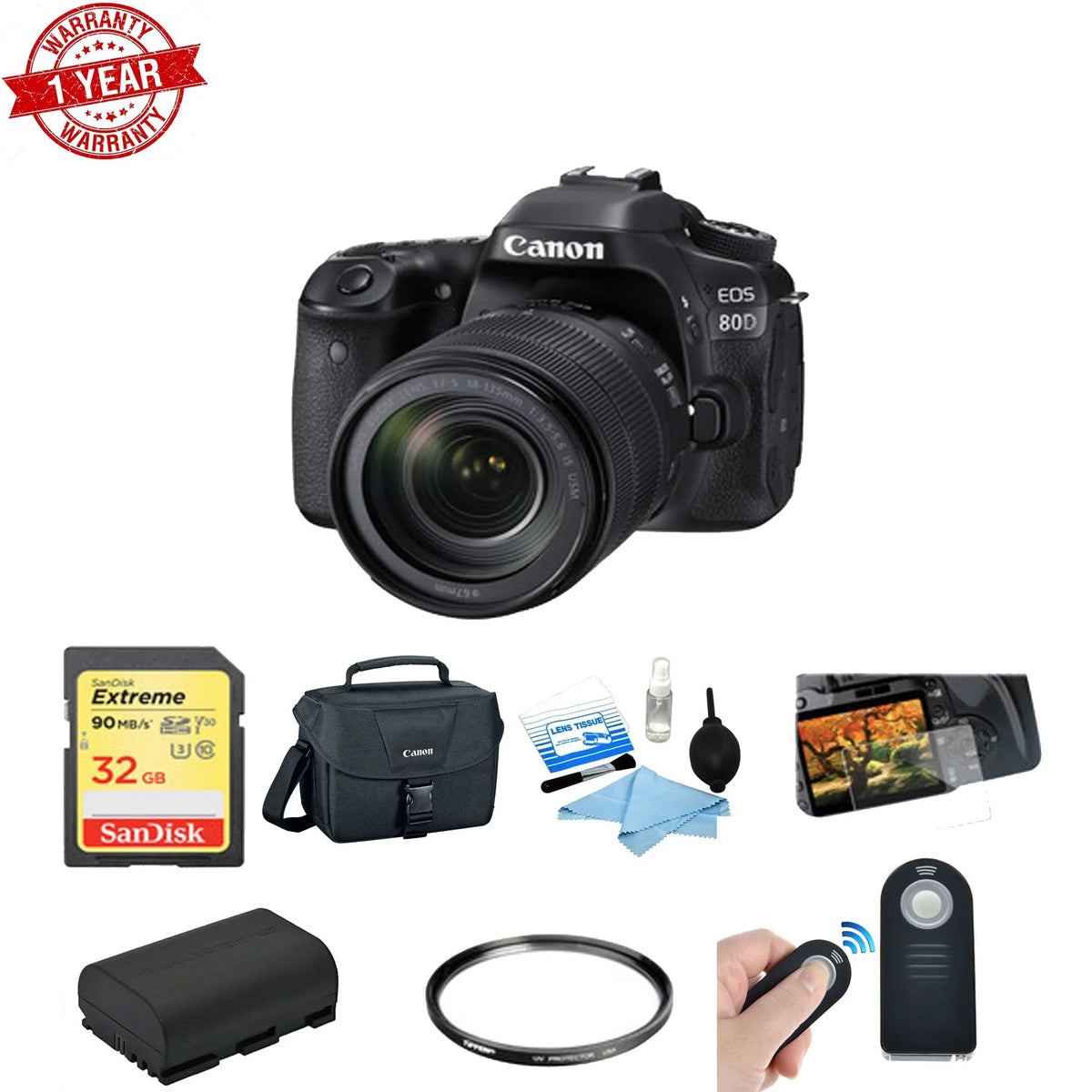 Canon EOS 80D DSLR Camera with 18-135mm Lens Basic Kit