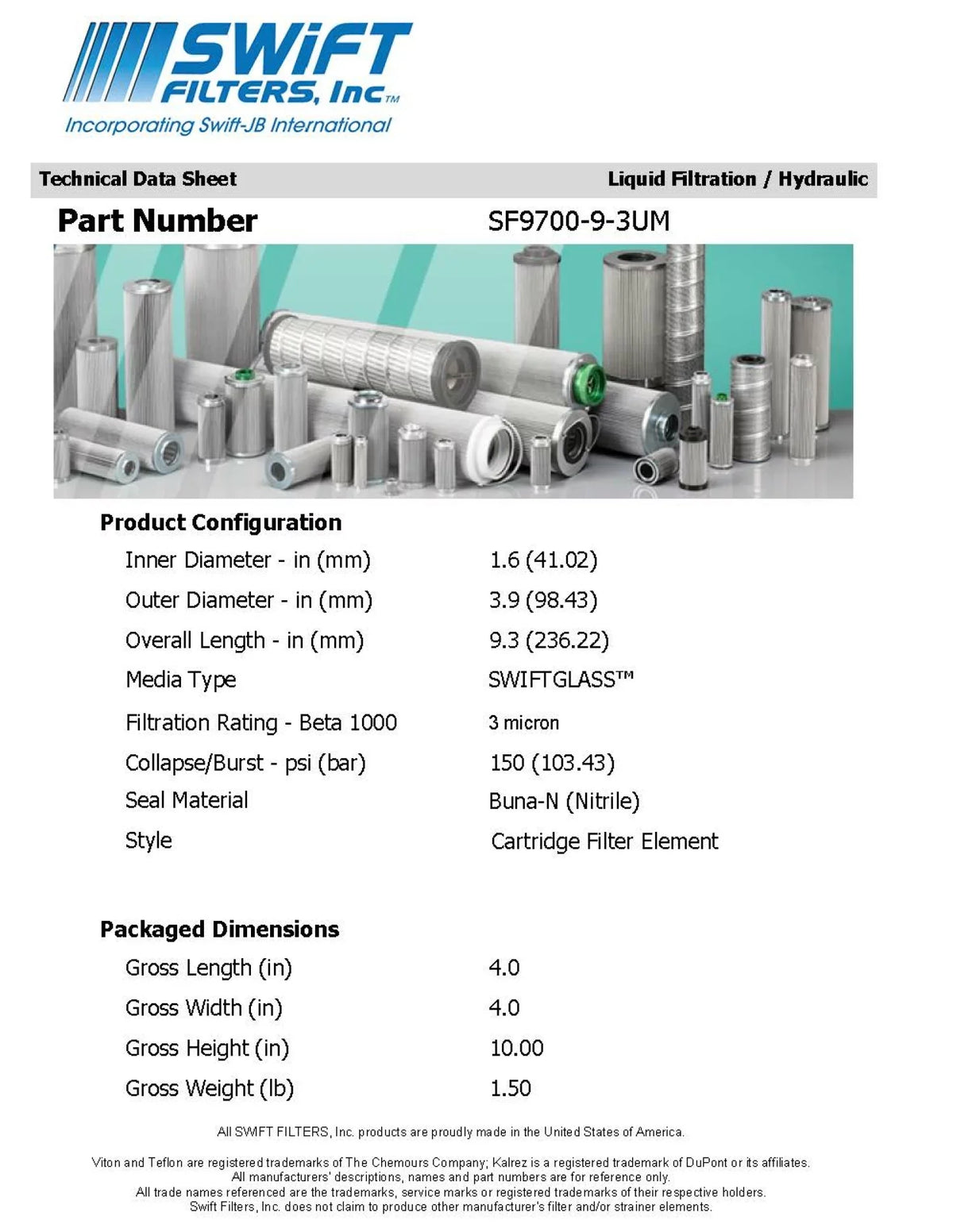 Direct Interchange FLEETGUARD HF6109 Cartridge Filter Element Microglass 3 Micron