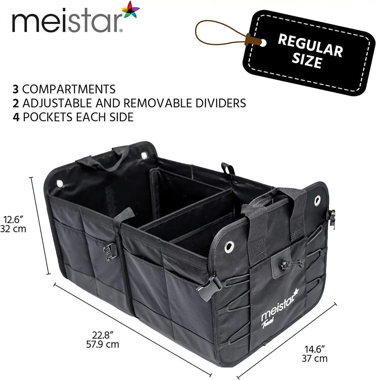 meistar Multi Compartments Collapsible Portable Car Trunk Organizer and Storage Auto