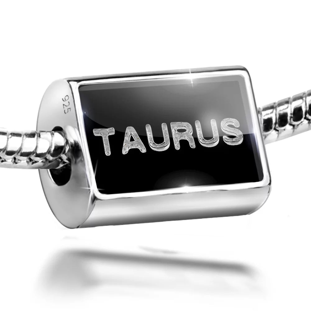 Neonblond Charm Taurus Clear Ice Cubes on Black 925 Sterling Silver Bead