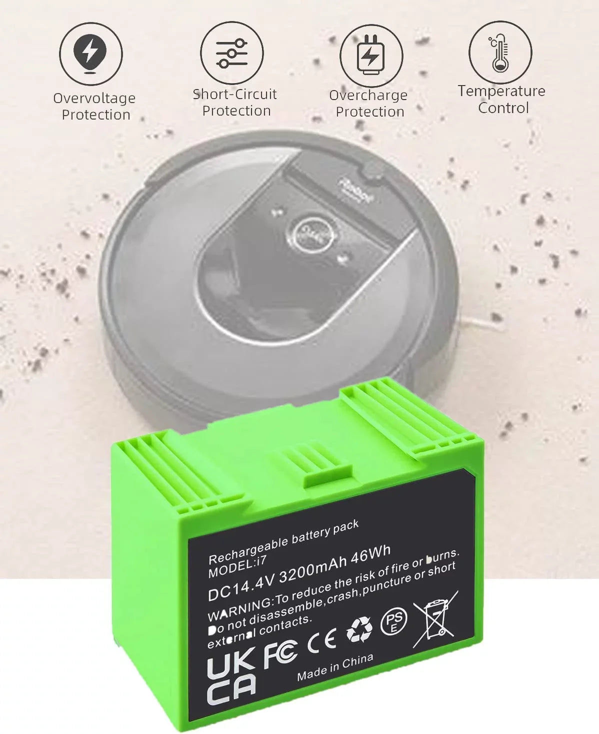 iRobot Roomba e e5 e6 e5150 e5152 e6198 and i i3 3150 i3+ 3550 i4 4150 i4+ 4552 i6 I7 i7158 i7+ 7150 7550 i8 Plus Replacement Lithium Ion Battery