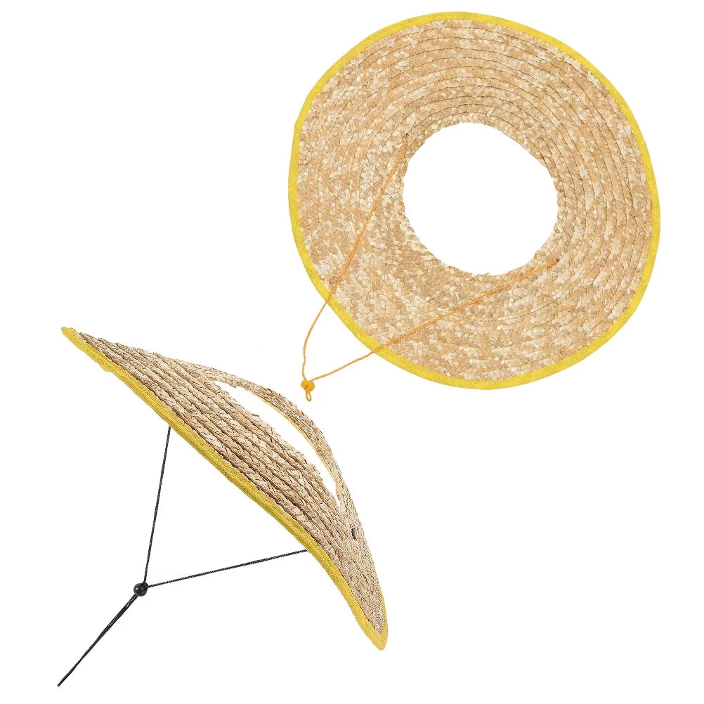 Qumonin Straw Hard Hat Sun Shade 2pcs Full Brim Visor