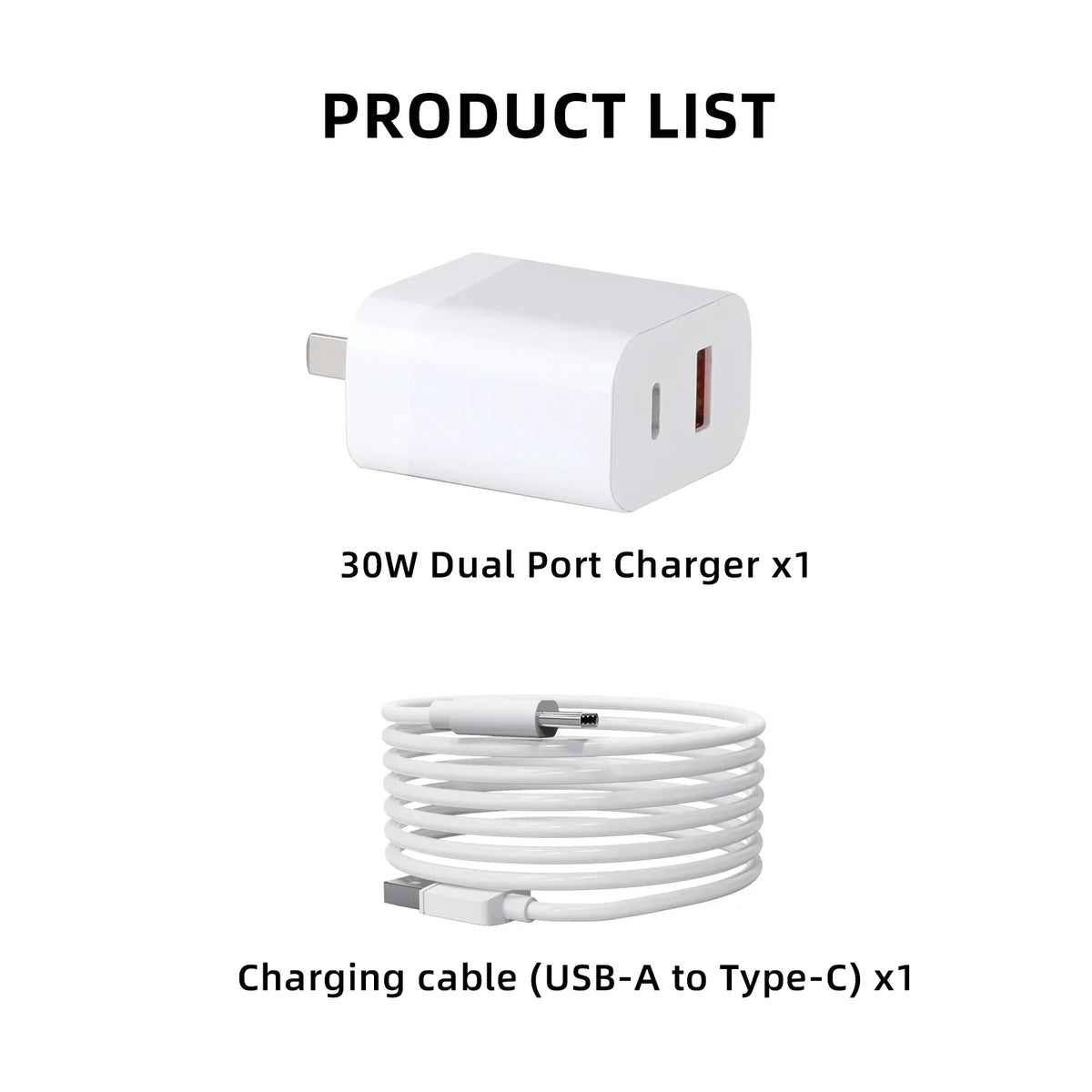 30W USB Charger with Type-C Cable Dual-Port Charging DJI Mini 2/Mini 3 Pro Charging Parts