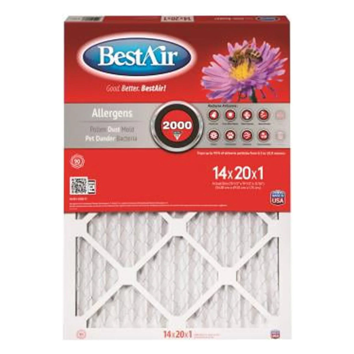 BestAir B1-1420-11-6 14x20 x 1 In. MERV 11 Furnace Filter, 90 Days - Quantity 6