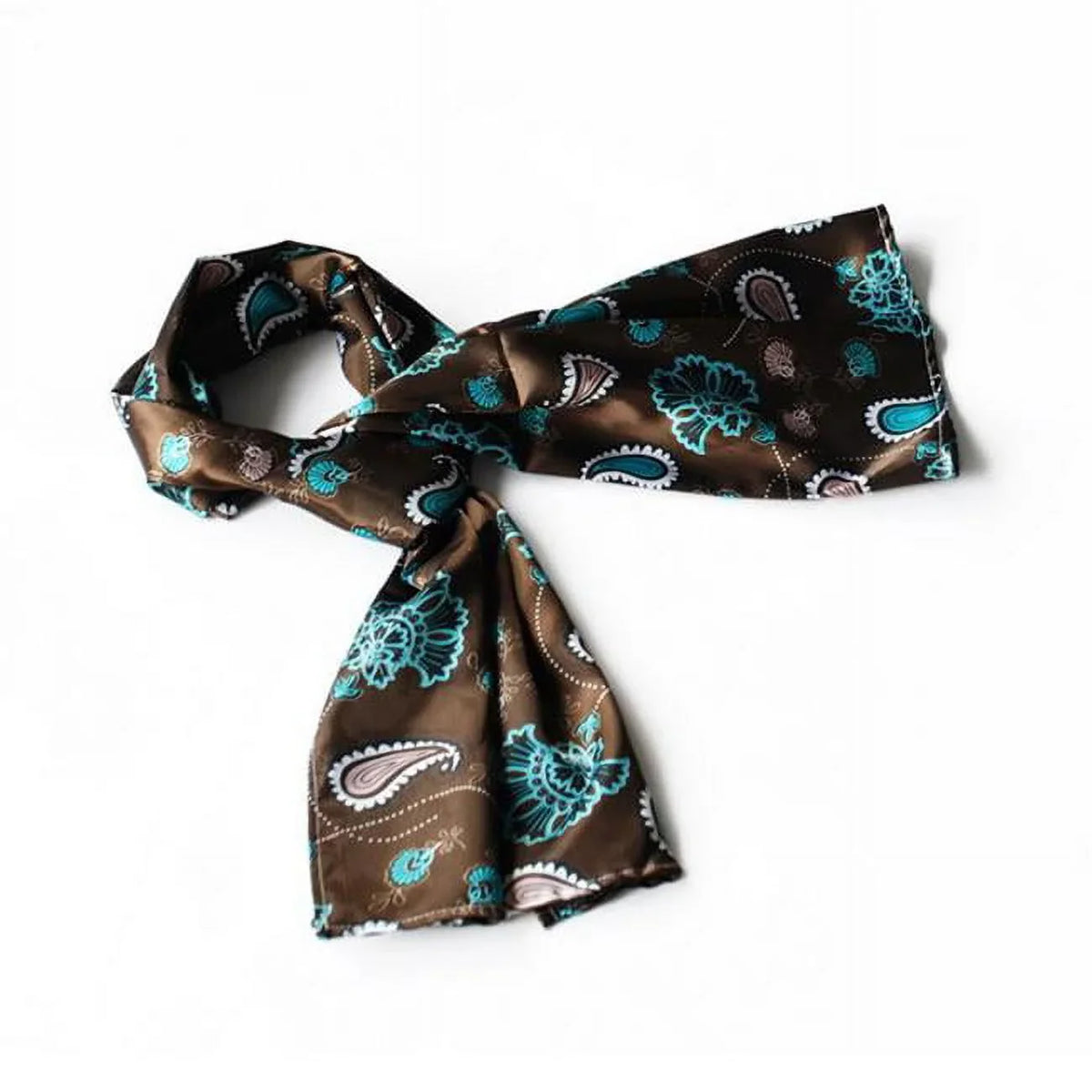 Blancho Dark Brown Paisley & Flower Pattern Elegant Extremely Soft Silk Scarf/Wrap/Shawl - Small