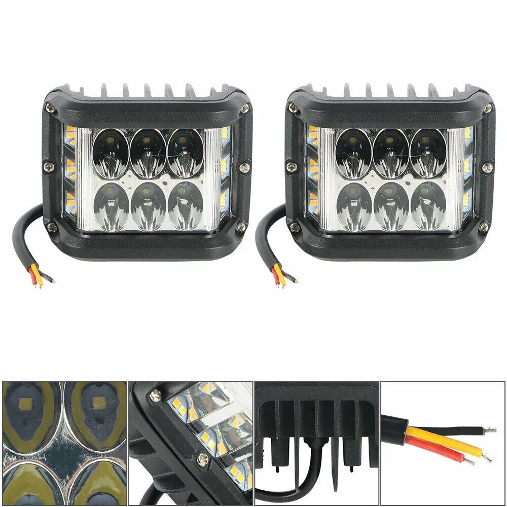 Jercoda 2 Set 45W LED Work Light with LED Work Light Bar Mount Bracket Clamp Holder DIY Car Truck ATV SUV Universal Cars