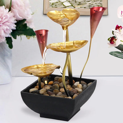 Tabletop Water Fountain Waterfall Warm Light with Circular Water LED Lighted Indoor Fountain Decoration Home Garden Farmhouse