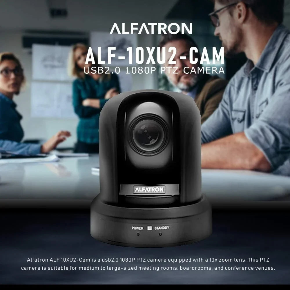Alfatron ALF-10XU2-CAM PTZ Camera w/ USB2.0 1080P, Zoom , Suitable Medium to Large-Sized Meeting Rooms, Boardrooms, and More