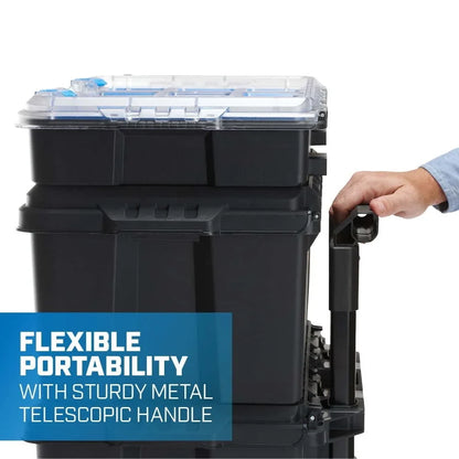 Stack System, Mobile Toolbox Storage and Organization, 3 Piece Resin Plastic Modular Toolbox System