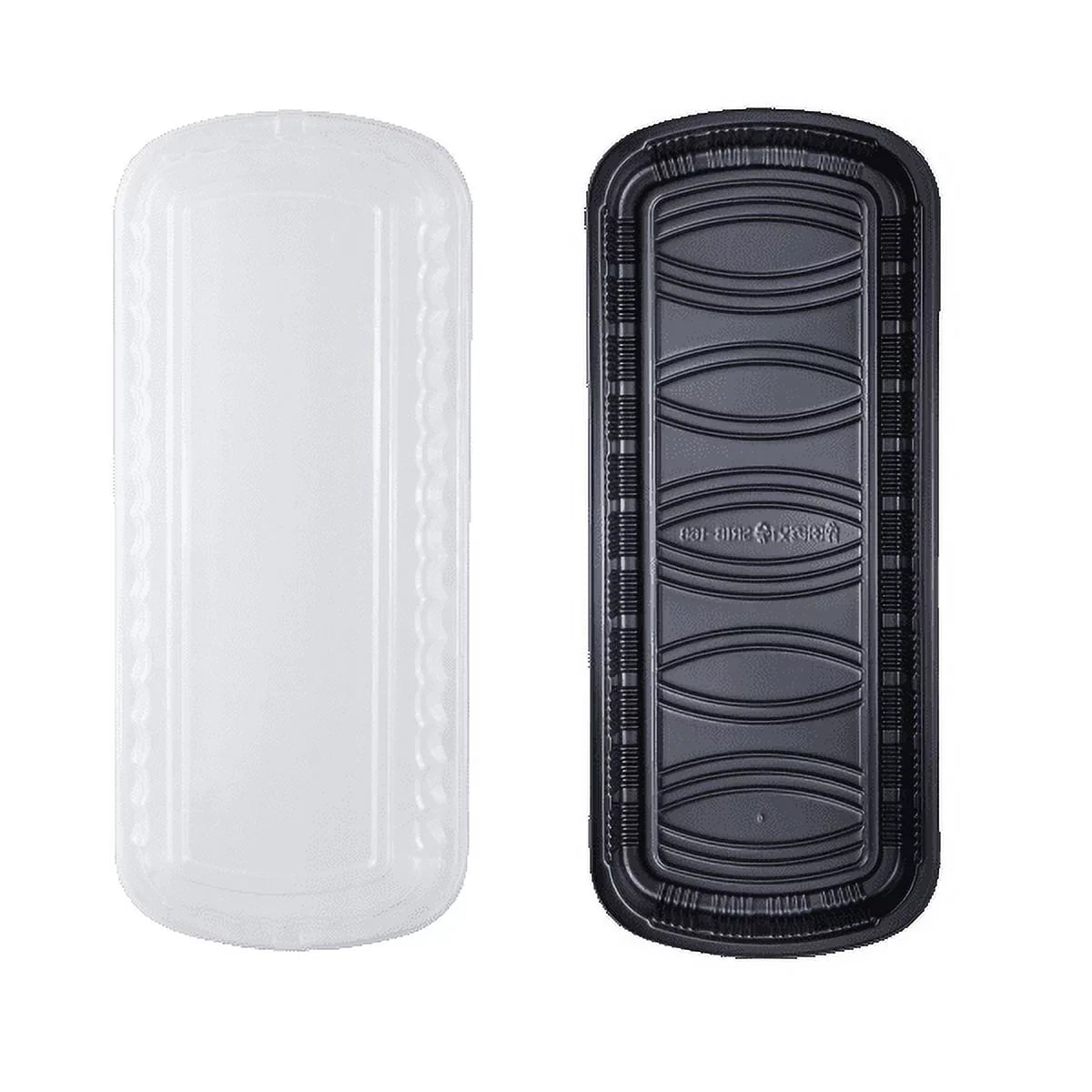 Karat Full Slab Black PP Plastic Rib Container with Clear OPS lid - 100 ct