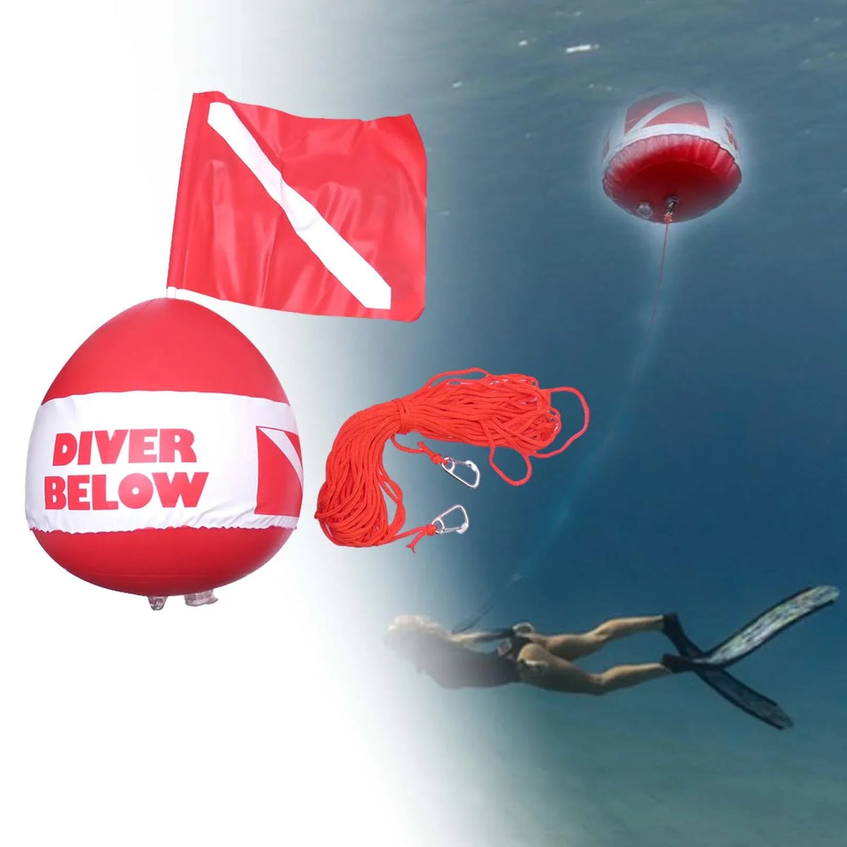 AMLESO Dive Flag Float Buoy Dive Flag High Visibility Float , Inflatable Floater Surface ing, Diving, Fishing