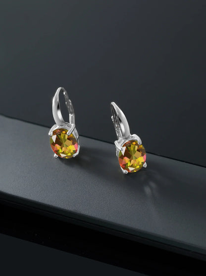 Gem Stone King 9.00 Ct Oval Mango Mystic Topaz 925 Sterling Silver Earrings