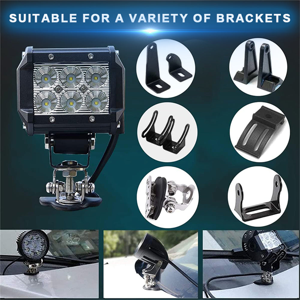 Jercoda 2 Set 45W LED Work Light with LED Work Light Bar Mount Bracket Clamp Holder DIY Car Truck ATV SUV Universal Cars