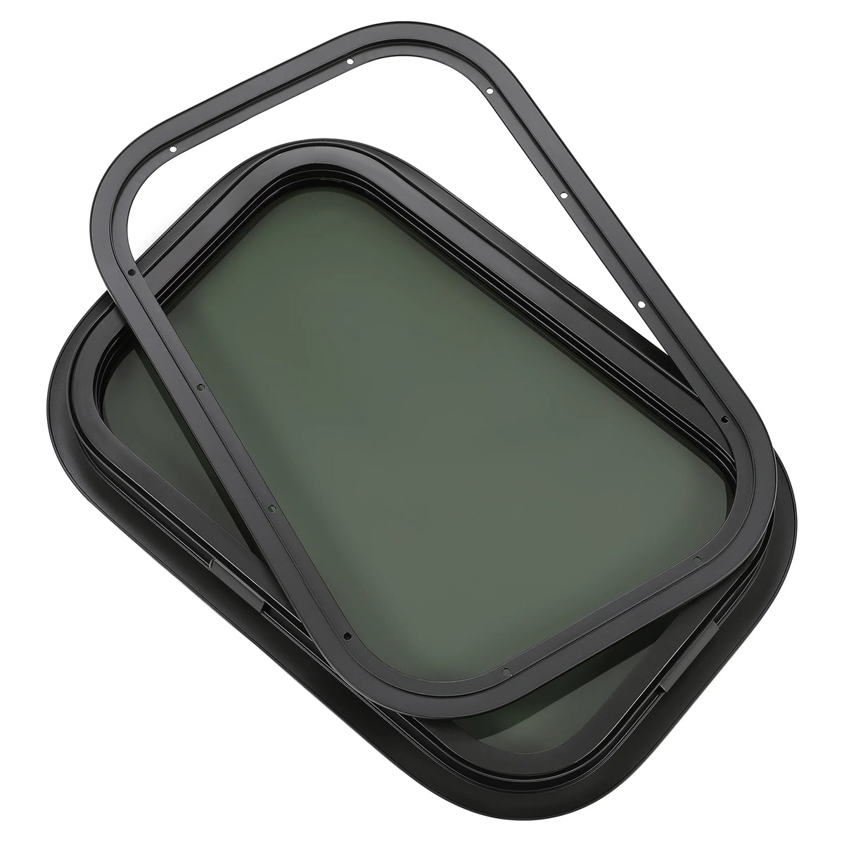 Kojem RV Window Black Universal Camper Vertical Trailer Rip-Up Cargo Powder Coated Glass Steel