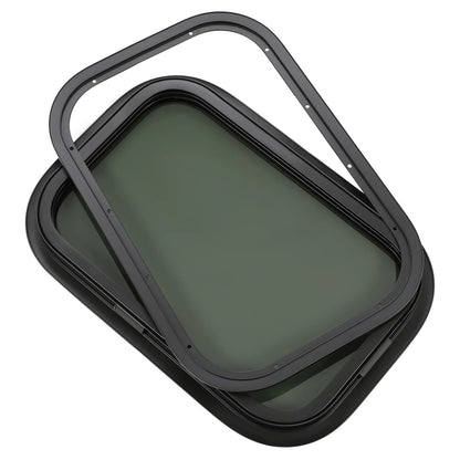 Kojem RV Window Black Universal Camper Vertical Trailer Rip-Up Cargo Powder Coated Glass Steel