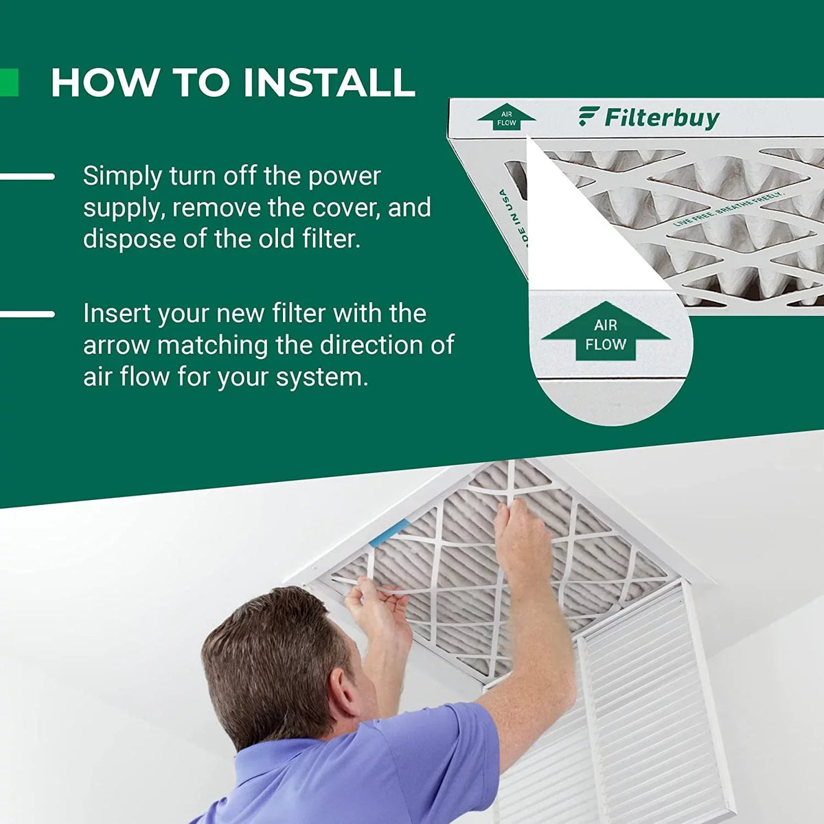 Filterbuy 12x36x1 MERV 8 Pleated HVAC AC Furnace Air Filters (3-Pack)