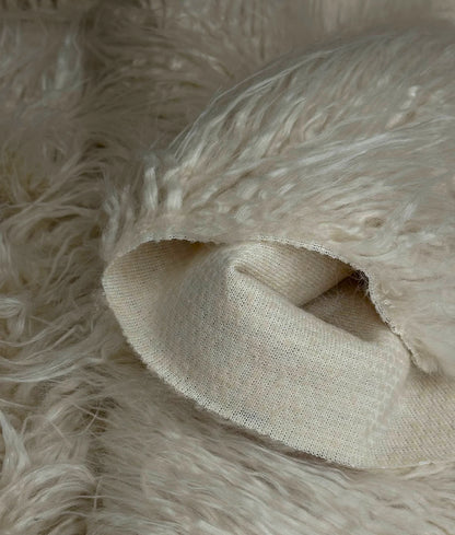 Faux Fake CURLY Yak FUR 3.5" LONG Pile Japanese Fire Retardant Yarn 2.3oz Per Yard / Craft, Sewing Cosplay 58" Wide Sold by Continuous Yard (Latte Cream)