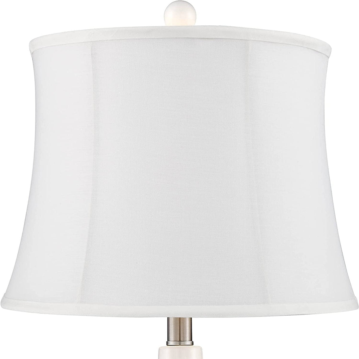 TJUNBOLIFE Lighting Jane Modern Table Lamps 25" Tall White Ceramic Double Gourd Softback Fabric Tapered Drum Shade Bedroom Living Room House Home Bedside Nightstand Office Entryw