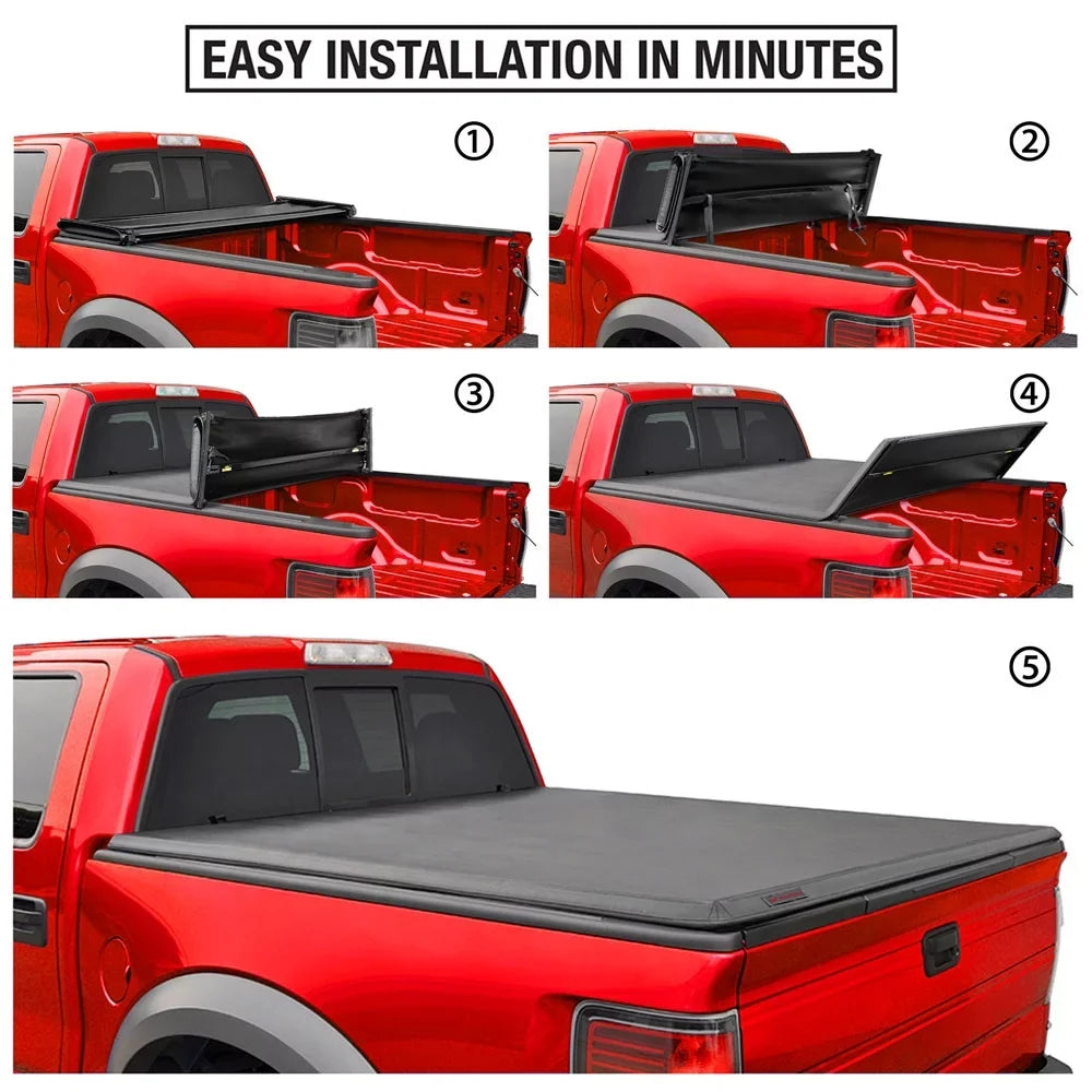 MaxMate Soft Quad-fold Truck Bed Tonneau Protection with 2019-2024 Ram 1500 New Body (NOT FIT 19-23 Classic) | 6'4" (76") Bed | TCD484045