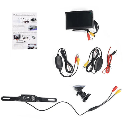 KingFurt Car Night Vision Backup Camera Kit 5" Wireless Monitor HD Rear View Waterproof