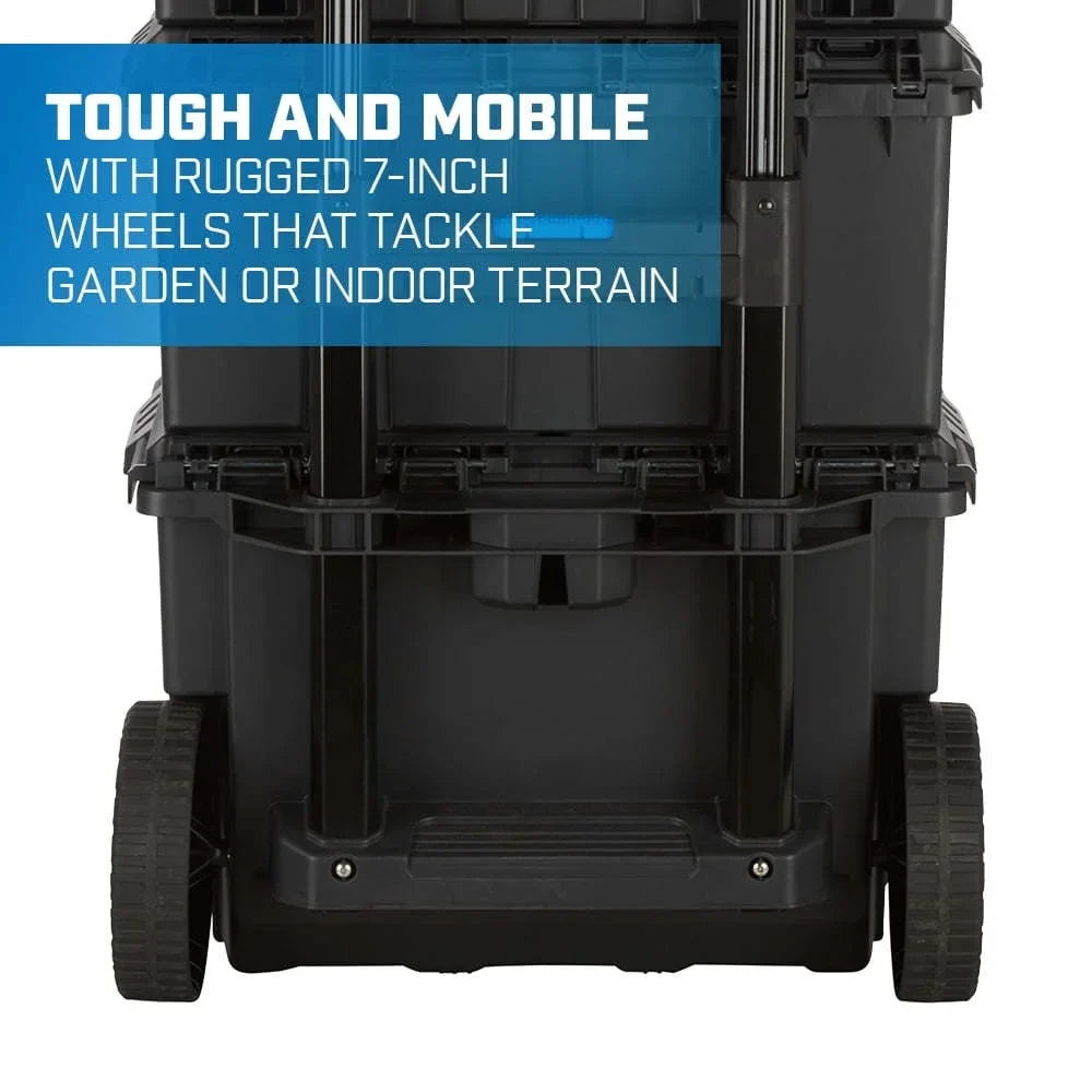 Stack System, Mobile Toolbox Storage and Organization, 3 Piece Resin Plastic Modular Toolbox System