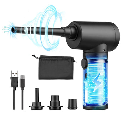 Compressed Air Duster, 50000RPM Electric Portable Air Blower with LED Light, 6000mAh Rechargeable Cordless Air Duster Computer Keyboard Fast Charge