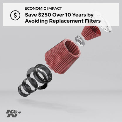 K&N Universal Clamp-On Air Filter: High Permance, Premium, Washable, Replacement Engine Filter: Flange Diameter: 6 In, Filter Height: 7.5 In, Flange Length: 1 In, Shape: Round Tapered, RU-1041