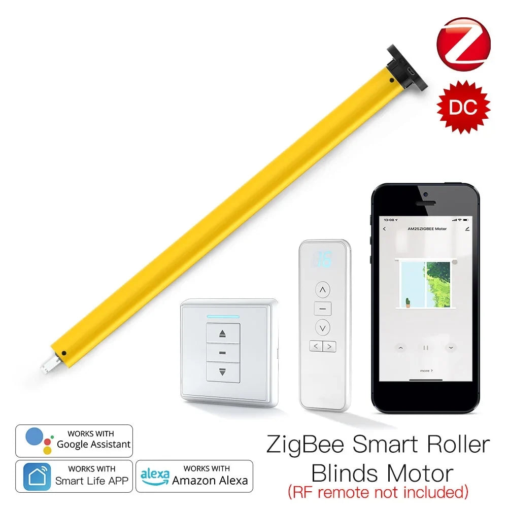 Pinnaco Automatic 25mm Smart Tubular Roller Blinds Motor Battery Powered Built-in Receiver RF433 Remote Control 38mm Tube
