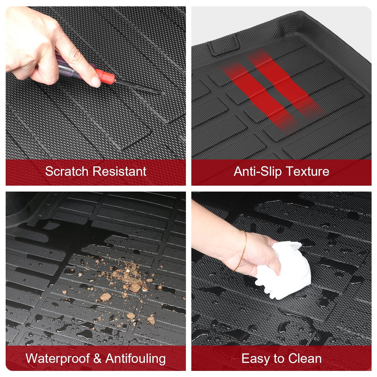 Ikon Motorsports Trunk Mat With 2018-2024 Honda Accord, Black 3D Molded Car Rear Carpets Liner Protection TPE Thermo Plastic Elastomer All Boot Tray Protection Protector Pad