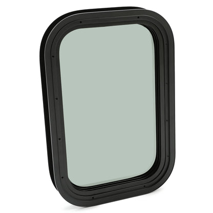 Kojem RV Window Black Universal Camper Vertical Trailer Rip-Up Cargo Powder Coated Glass Steel