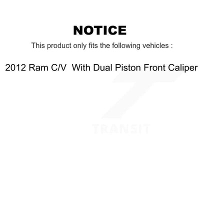 Transit Auto Rear Disc Brake Caliper Rotors And Ceramic Pads Kit For 2012 Ram C/V With Dual Piston Front KC8-100707C