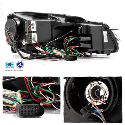 AKKON - For 10-14 VW GOLF GTI [Red Stripe Dual U-Halo] LED Tube Black Bazel Projector Headlight Pair