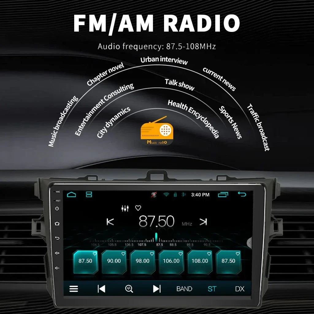 Binize Car Stereo Toyota Corolla 08-12 Android 12 with CarPlay&Android Auto,9 Inch Touch Screen Double Din Car Radio Support Bluetooth, GPS Navigation, FM&AM, Backup Camera