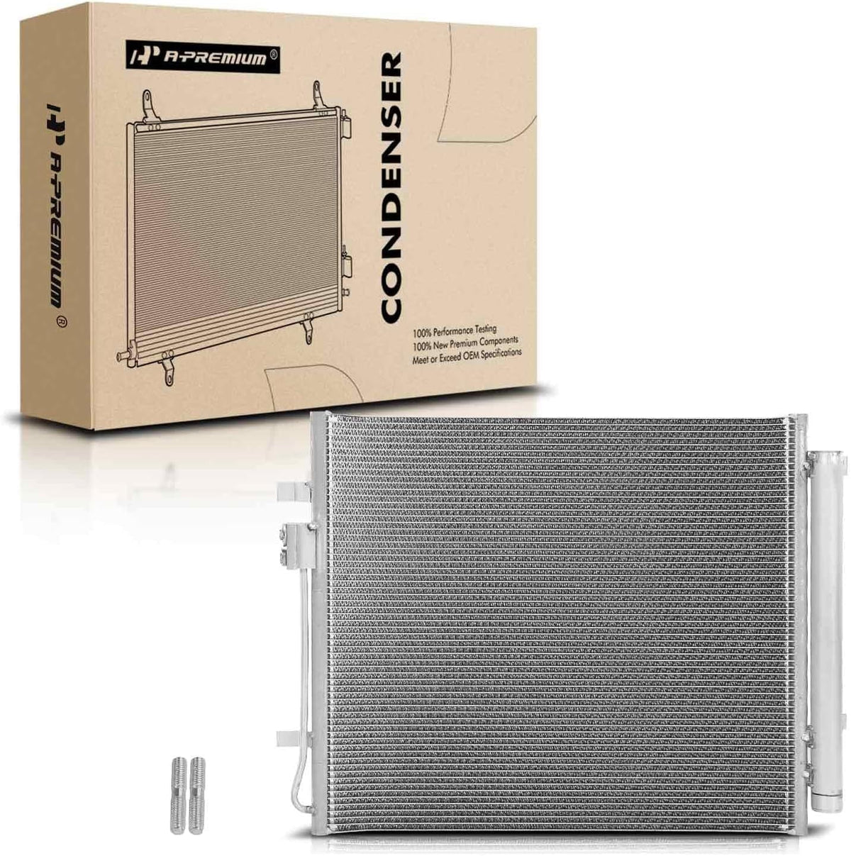 A-Premium Air Conditioning A/C Condenser with Kia Sorento 2021-2022 & Hyundai Santa Fe 2021-2022, Santa Cruz 2022, 2.5L, Replace# 97606Q5250