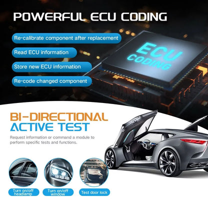 FOXWELL GT75TS Automotive Bi-Directional Control Diagnostic Scan Tool Car TPMS Service Tool OBD2 Scanner Full Systems ECU Coding Actuation Test Code Reader EOBD OBD Scan 30+ Resets Free Update