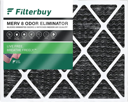 Filterbuy 15x20x1 MERV 8 Odor Eliminator Pleated HVAC AC Furnace Air Filters with Activated Carbon (1-Pack)