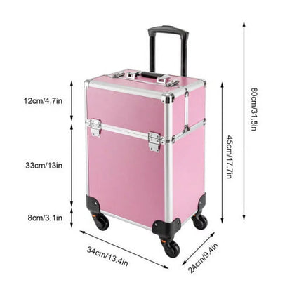 Rolling Extendable Makeup Case Cosmetic Train Box Trolley Large Storage Space