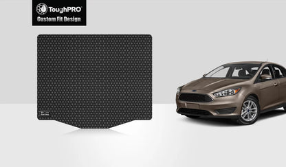 ToughPRO - Trunk Mat with FORD Focus - All Heavy Duty (Made in USA) - Black Rubber - 2015