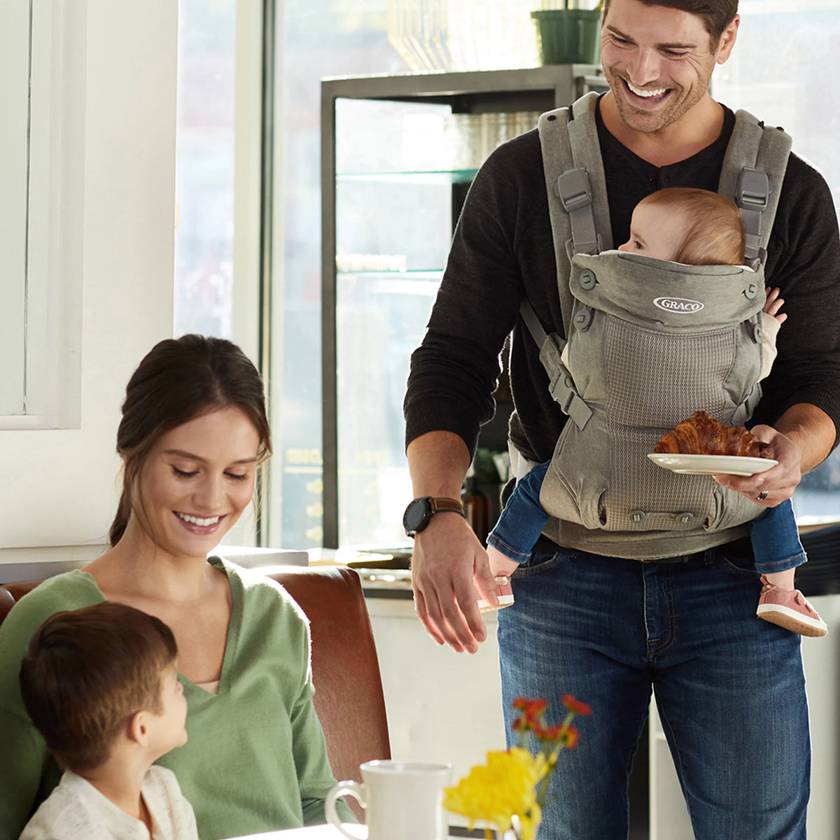 Graco Cradle Me 4-in-1 Baby Carrier, Mineral Gray
