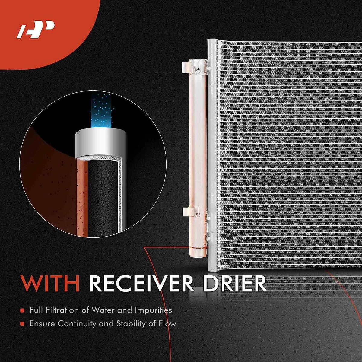 A-Premium Air Conditioning A/C Condenser with Kia Sorento 2021-2022 & Hyundai Santa Fe 2021-2022, Santa Cruz 2022, 2.5L, Replace# 97606Q5250