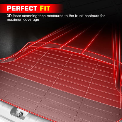 Ikon Motorsports Trunk Mat With 2018-2024 Honda Accord, Black 3D Molded Car Rear Carpets Liner Protection TPE Thermo Plastic Elastomer All Boot Tray Protection Protector Pad